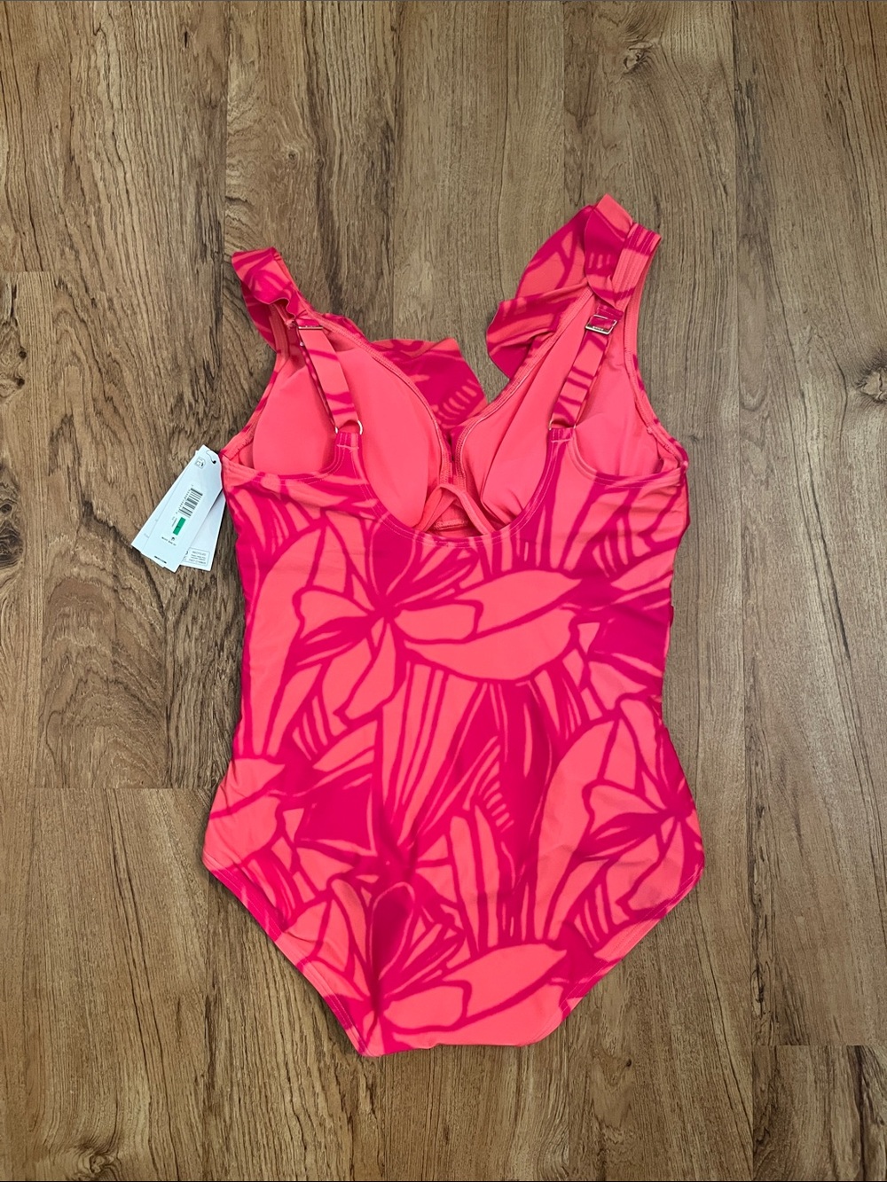 NWT DKNY Ruffle Plunge Underwire Tummy Control One Piece Swimsuit - Picture 5 of 6